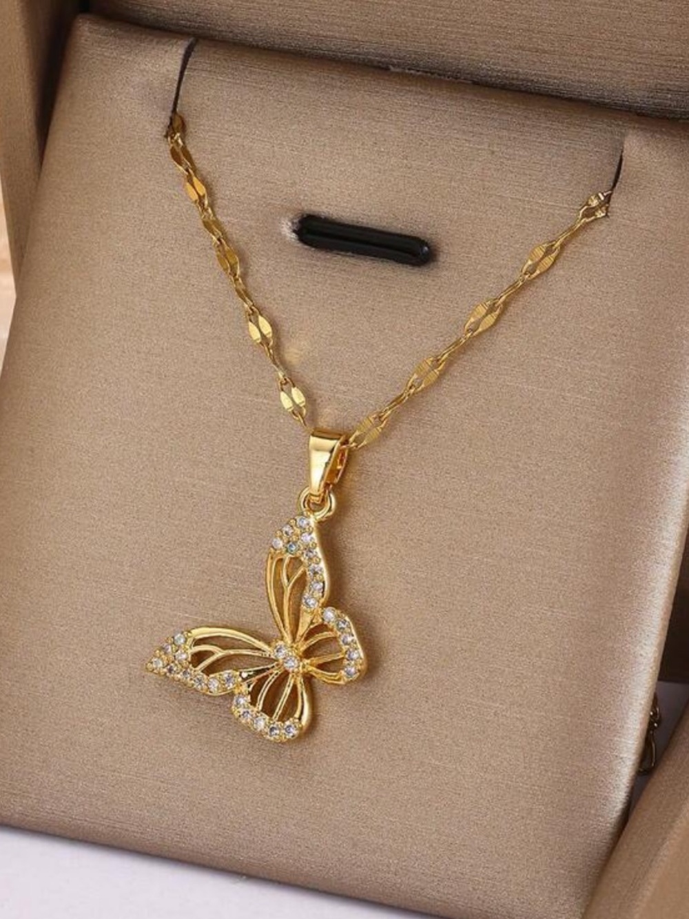 Gold Butterfly Pendant Necklace - Elegant Women's Jewelry